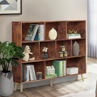 55-Inch Wide 10 Cube 3 Tier Wooden Bookshelf for Living Room, Bedroom, Office, Multiple Colors by George Oliver