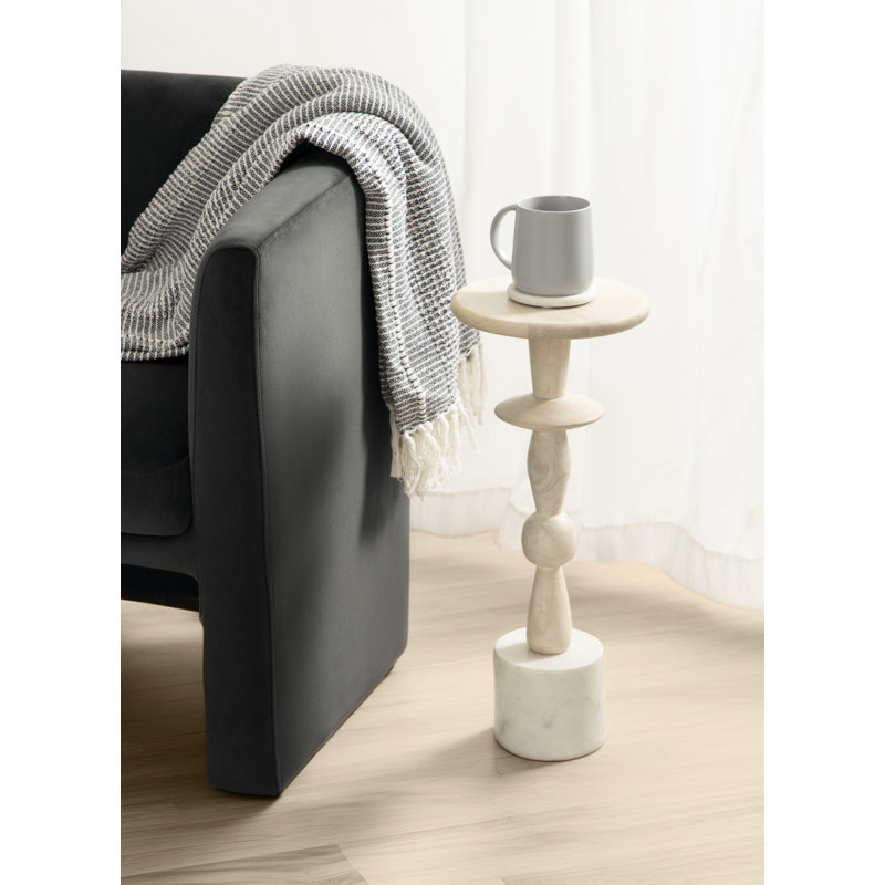 Table ronde en bois et marbre
