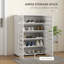 HOMCOM Narrow Shoe Cabinet 5-Tier for Entryway 2 Slatted Doors White