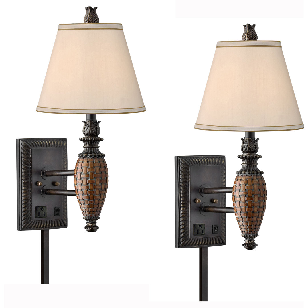 British Colonial Resin Plug-in Armed Sconce (Set of 2) Medallion Lighting