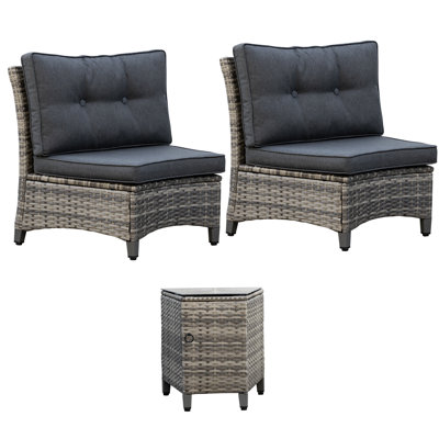 2-Person Armless Single Chairs with Side Table
