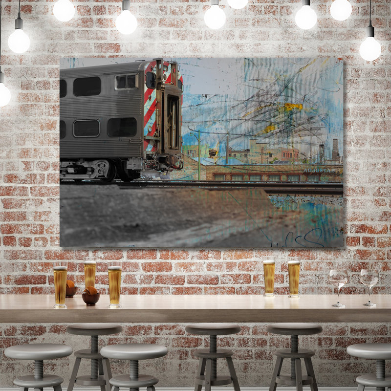 « train end », reproduction de photo sur toile tendue, H 12 po x l 18 po x P 1,5 po
