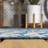 Hagy Modern Floral Textured Weave Navy/Aqua Indoor/Outdoor Rug-1937217321