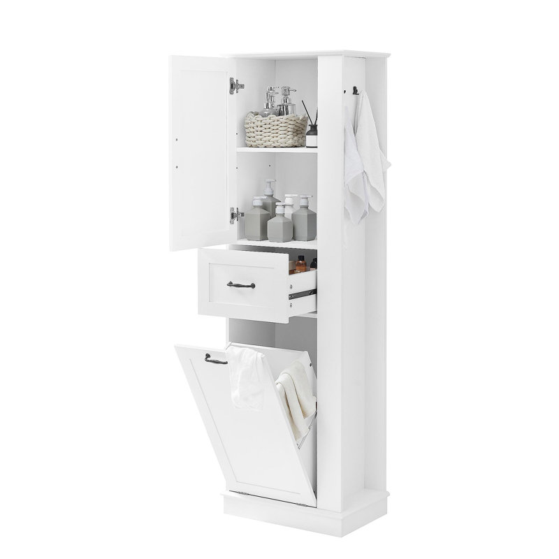 Modern Tall Storage Cabinet – Tilt-Out Compartment, Adjustable Shelves, 80LBS Capacity, Soft-Close Hinges, Aluminum Alloy Handles, For Bathroom & Home Organization
