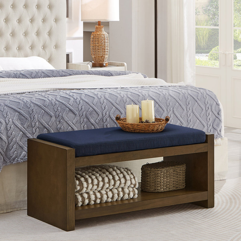 Banc d'appoint de 40 po avec étagère à chaussures inférieure, banc de siège rembourré pour le salon, banc de bout de lit compact moderne avec rangement pour sièges de chambre à coucher, coussin amovible