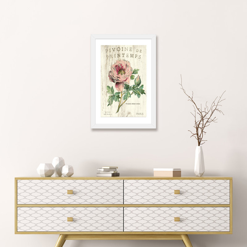 Pivoine de printemps par Sue Schlabach-impression d’art graphique, H 24 po x l 16 po x P 1 po, Papier encadré blanc
