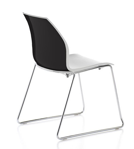 Chaise d'invité traîneau Vortex, Noir / blanc
