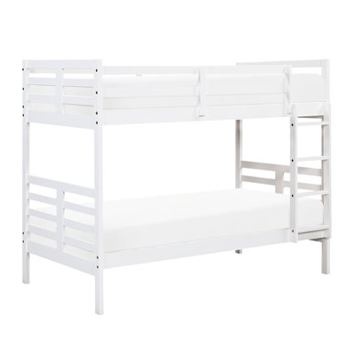 Classic Twin Over Bunk Bed, White Wood Design, Top Guard Rails, For Easy Climb, No Box Spring Needed, Great Youth Spaces Finish, Safe With - To Use , Foundation Required, Bedrooms
