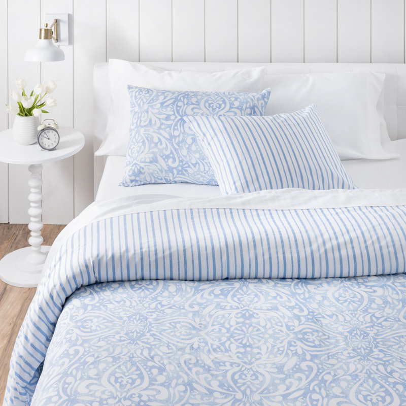 Ensemble de housse de couette réversible Avery Medallion, Housse de couette très grand et 2 très grandes t, Bleu