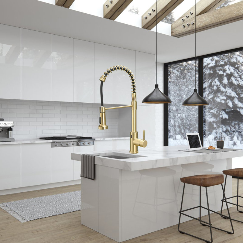 Fapully Pull Down Touchless Kitchen Faucet, Brushed Gold