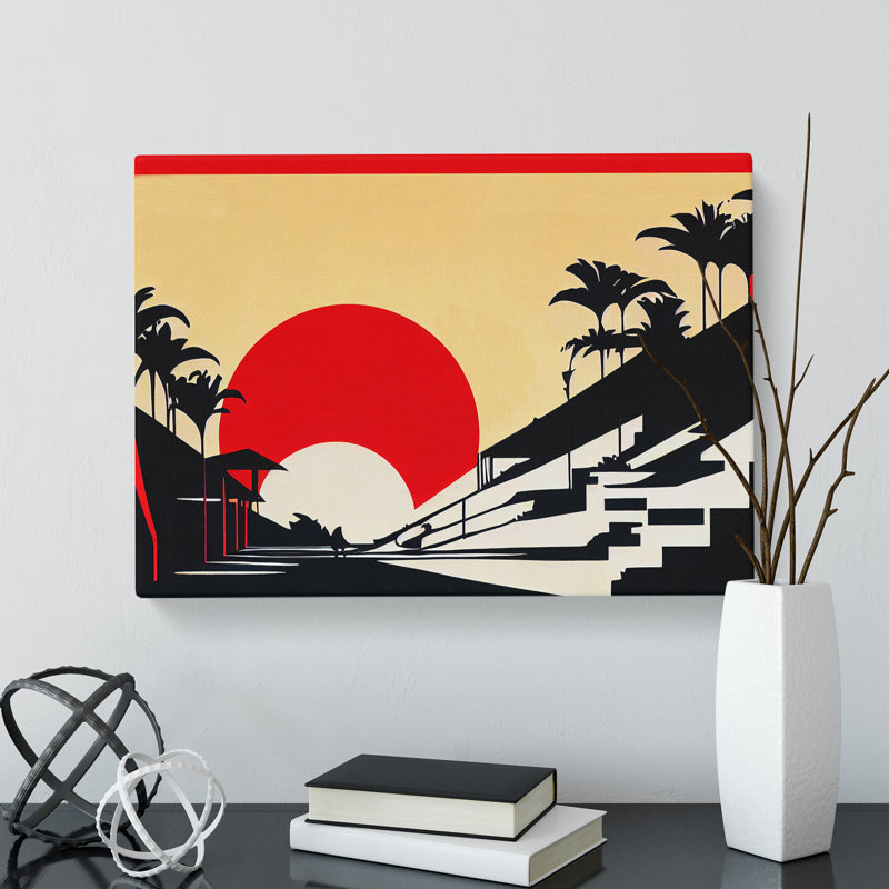 Japanese Sunset Abstract - Wrapped Canvas, 35cm H x 50cm W x 3cm D