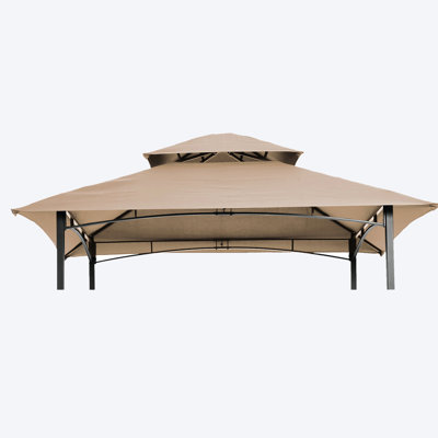 8X5ft Gazebo Canopy Replacement For Grilling - Double Tiered Bbq Tent Roof Cover Protected Gray , Easy Installation Grill Top Water-Repellent, Party