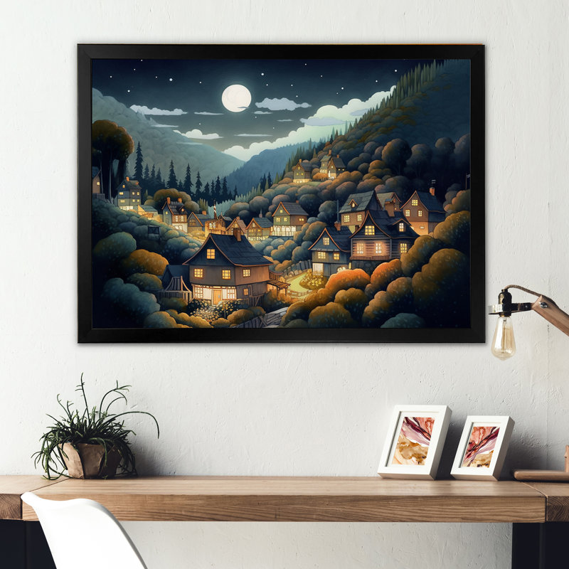 Natala, petit village alpin en automne V, Cadre photo noir, H 12 po x l 20 po x P 1 po