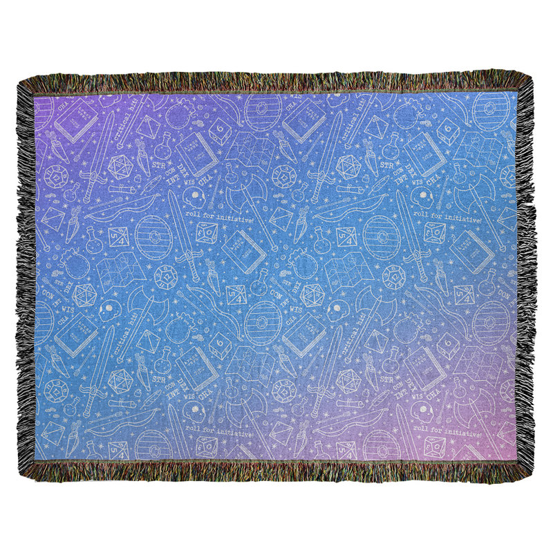 Couverture en coton tissé Katelyn Elizabeth, l 60 po x L 80 po, Bleu / rose