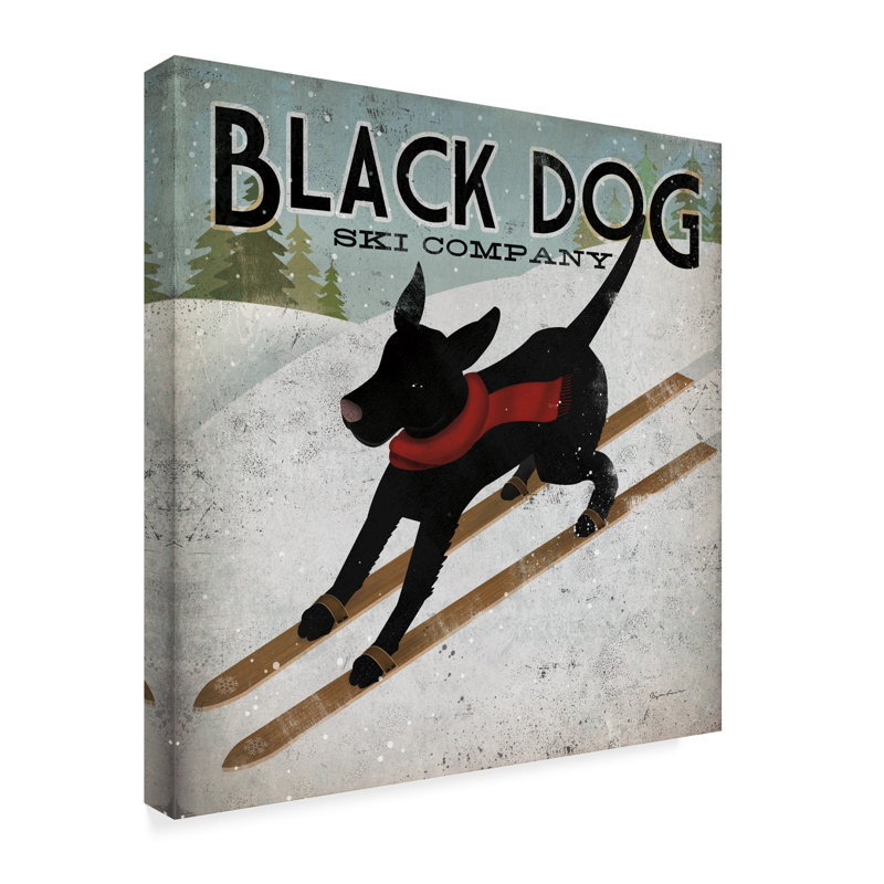 « black dog ski », reproduction d’impression sur toile tendue, H 35 po x l 35 po x P 2 po