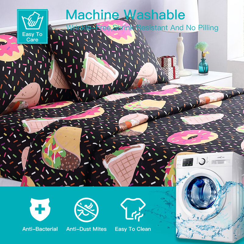 Microfiber Abstract Sheet Set, Twin Sheet Set + Fitted Sheet + 2 Pillowcases