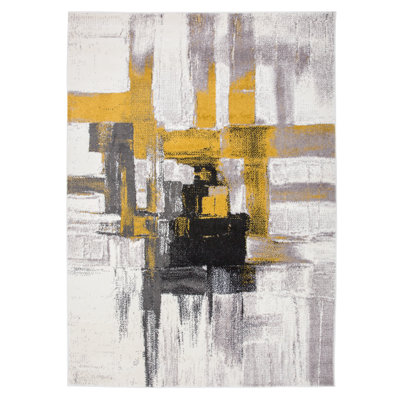 Doucette Abstract Ivory/Gold/Gray Area Rug