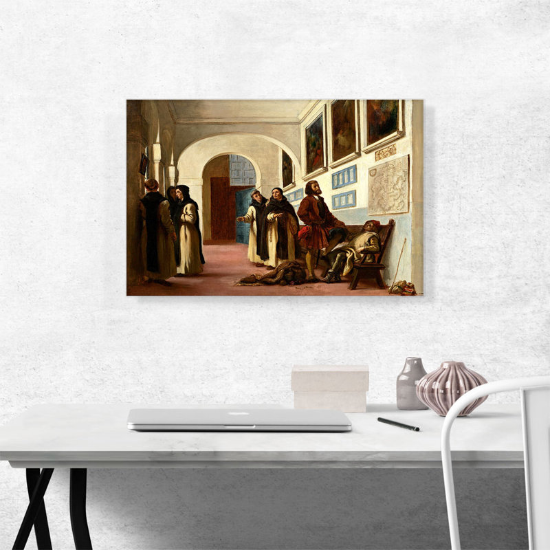 " Christopher Columbus And His Son At La Rabida 1838 " by Eugene Delacroix Painting Print, 18" H x 26" W x 1.5" D