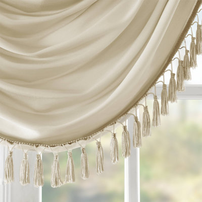 Elena Faux Silk Waterfall Embellished 38'' W Single Window Valance