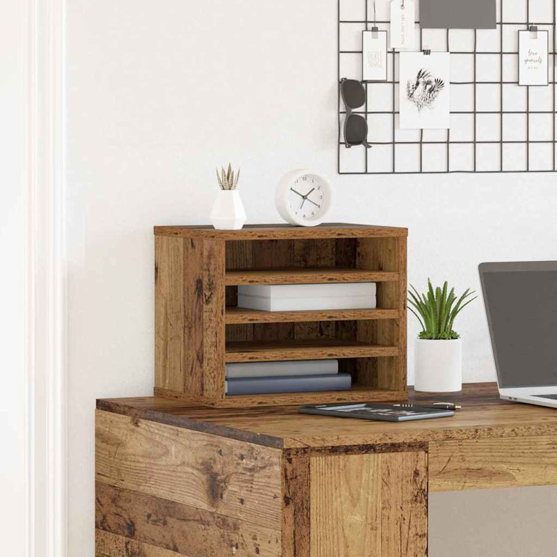 Manufactured Wood Desk Organiser, Old Wood