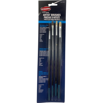 Dynamic 00010 4Pc Red Sable & White Bristle Artist Brush Set-1PK