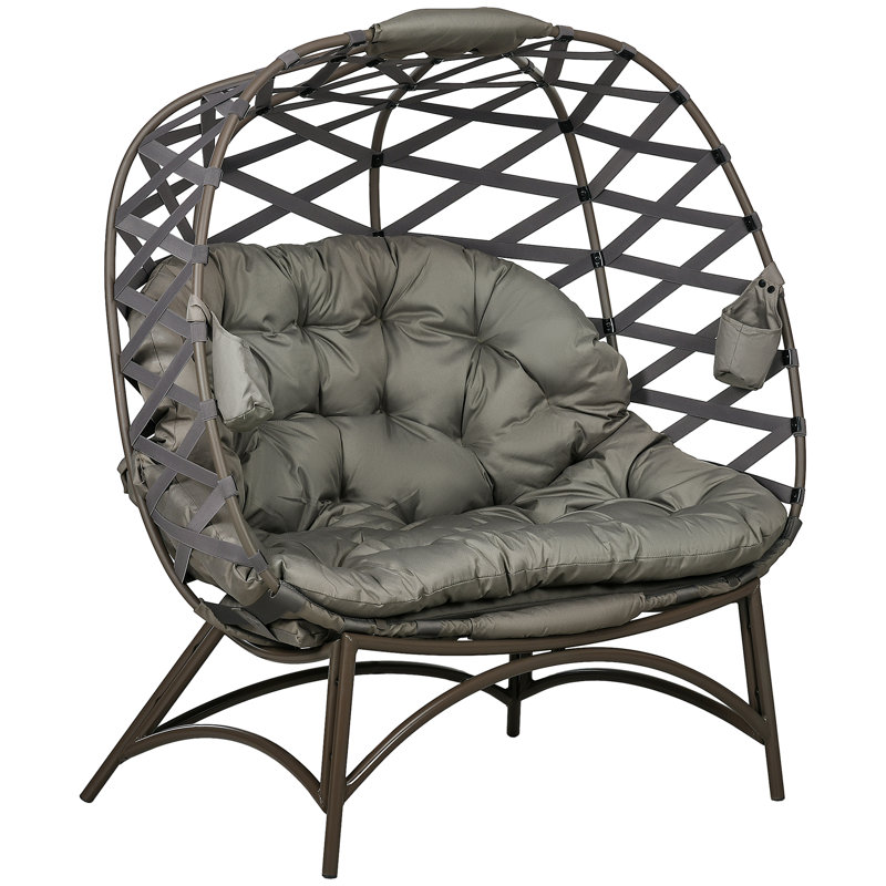 Trapeza Double Egg Chair with Stand, Brown