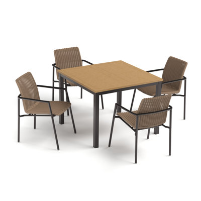 Orso & Travira 4 - Person Square 39" Long Powder Coated Aluminum Outdoor Dining Set