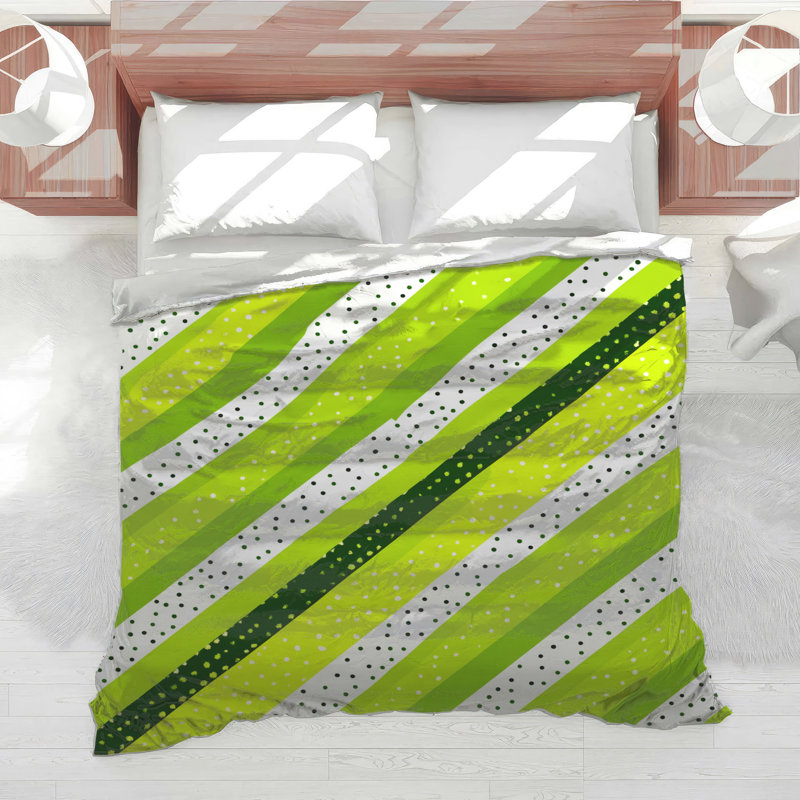 Green Stripes Bedding Pattern Comforter Modern, Twin