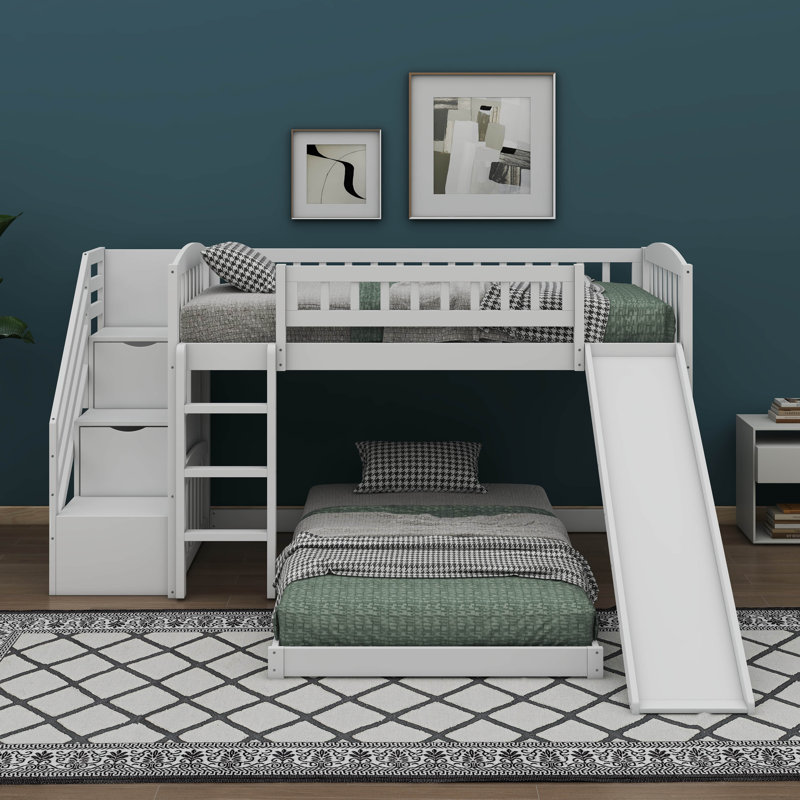 Thrilling Twin Over Twin Bunk Bed Equipped With A Fun Slide