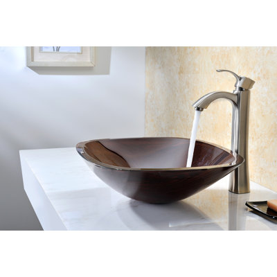 ANZZI Cansa 16.1'' Red Tempered Glass Circular Bathroom Sink