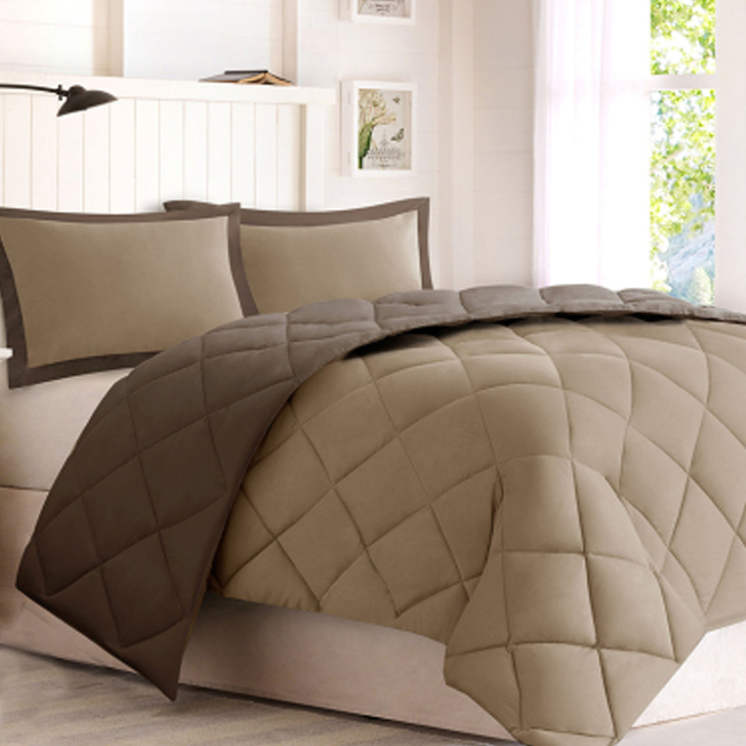 Diamond Quilting Reversible Down Alternative Comforter Set Alwyn Home 