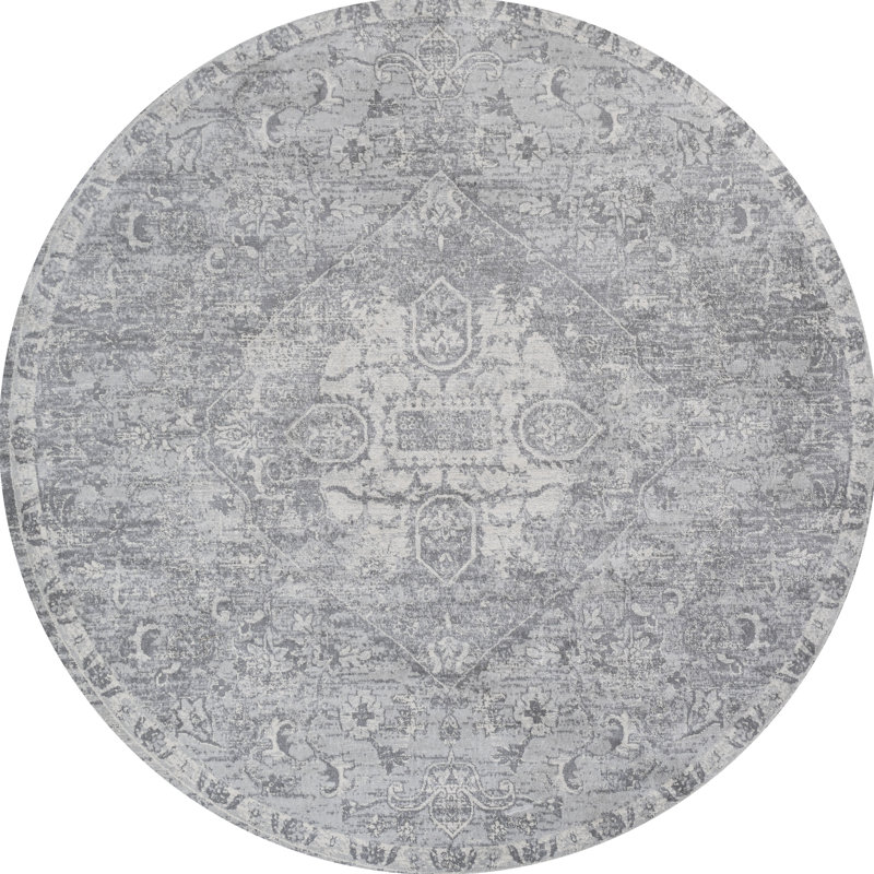 Tapis gris Modern Modern, Rond 5 pi