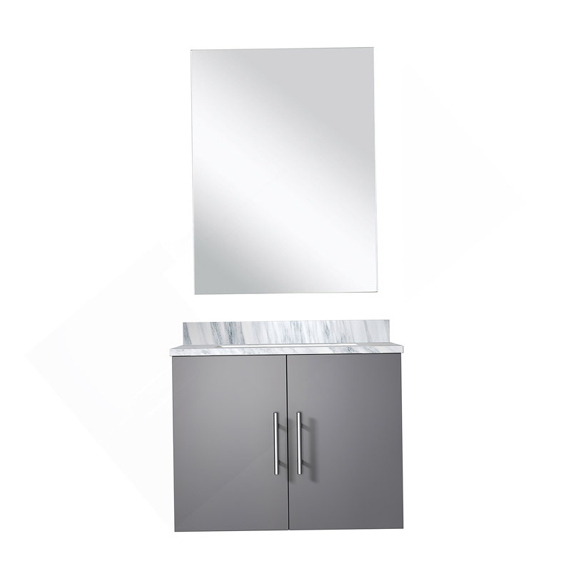Meuble-lavabo simple 24 po X P 22 po P, comptoir en marbre de Carrare et Miroir