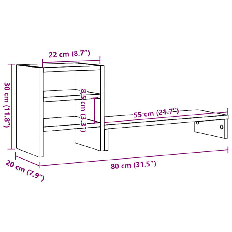 Vidaxl Monitor Stand With Desk Organiser Black Oak Engineered Wood