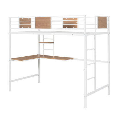 Metal Loft Bed With Desk And Shelve