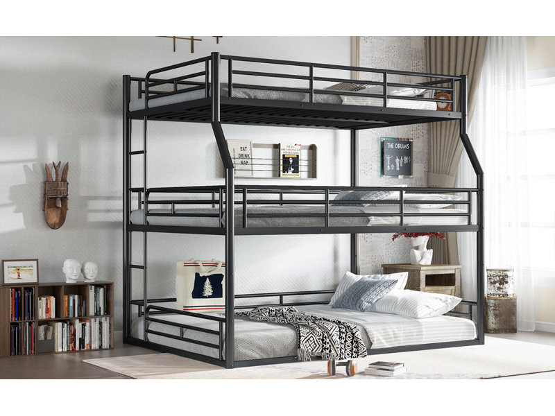 Lit superposé triple Auzie, Full XL over Queen over Queen, Black