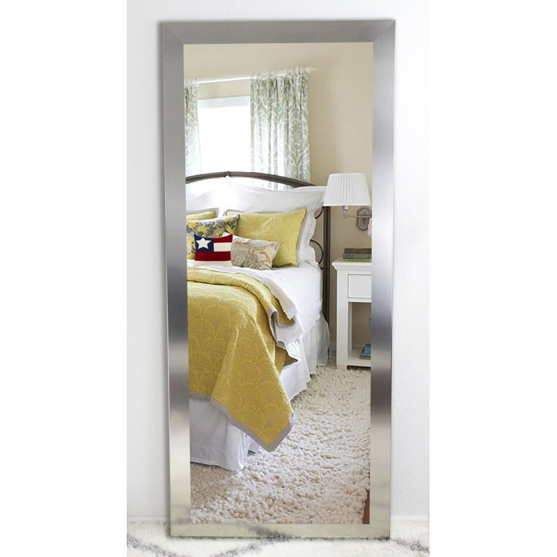 Argjela Wood Flat Mirror, Brushed Nickel