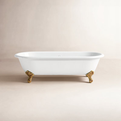 Kristin 61" x 31" Freestanding Soaking Cast Iron Bathtub