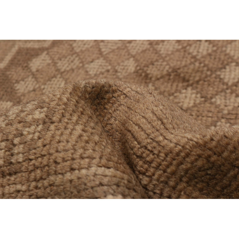 Tapis brun clair unique fait à la main de conception unique 4 pi 11 po x 7 pi 10 po Antalya