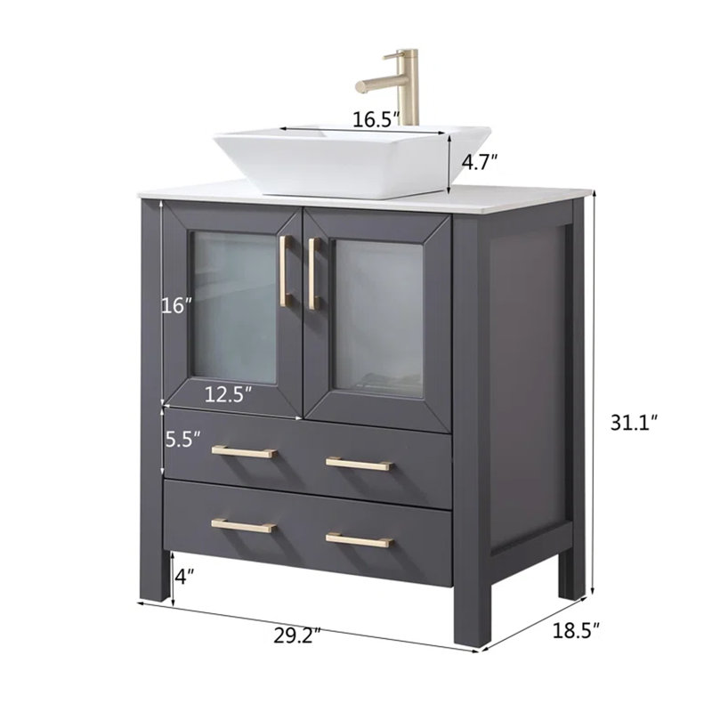 Ensemble de meuble-lavabo simple 30 po gris