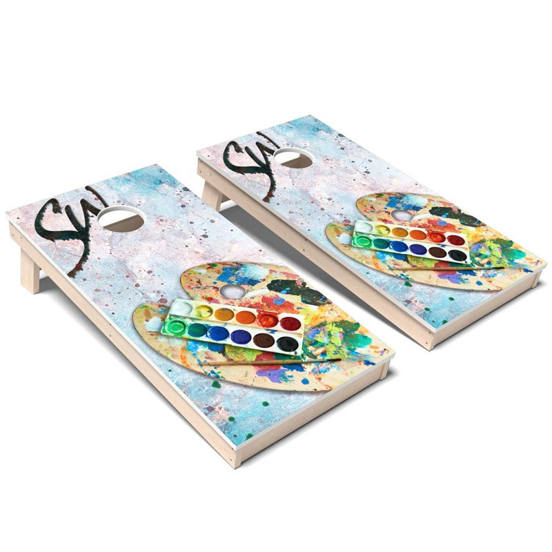 Ensemble de planche de jeu de cornhole tout-temps Artist Palette, Ajouter des lumières DEL