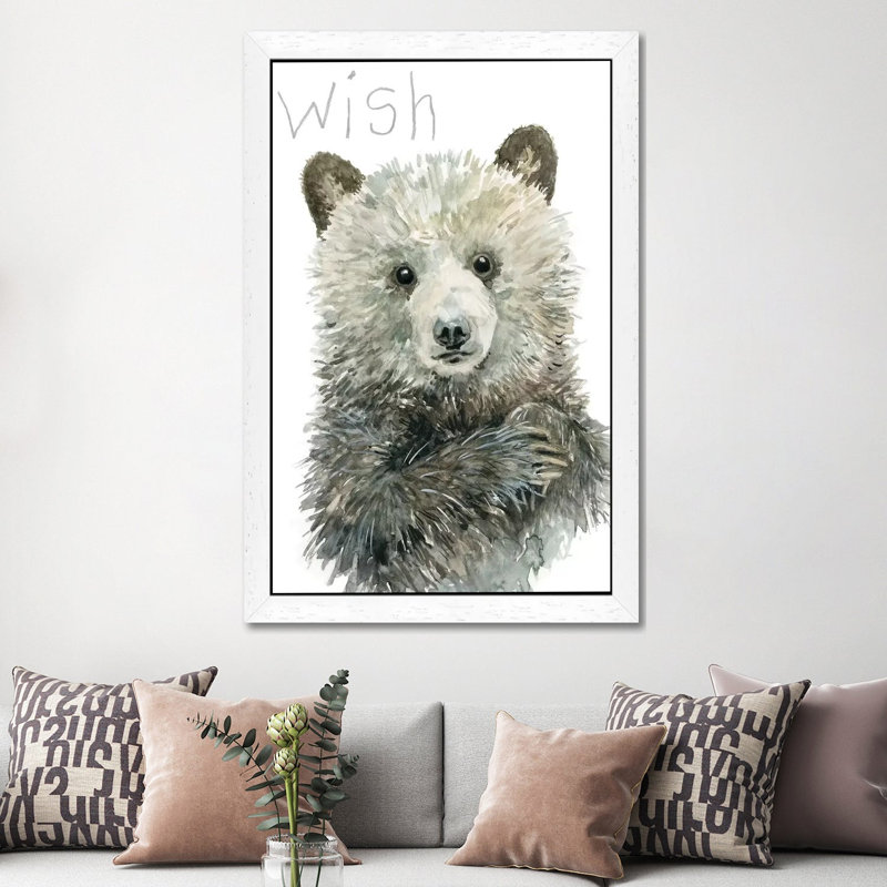 Forest Fur Baby Bear by Carol Robinson - Floater Frame Painting on Canvas, 152.5 cm H x 101.5 cm W, White