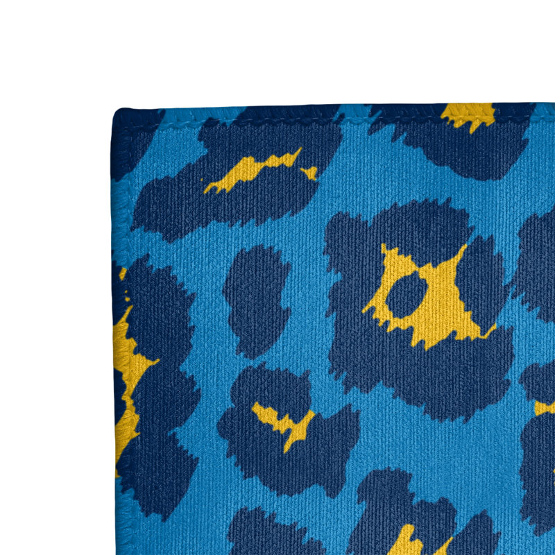 Tapis bleu / jaune à imprimé animal, Tapis de couloir 2 pi 6 po x 8 pi