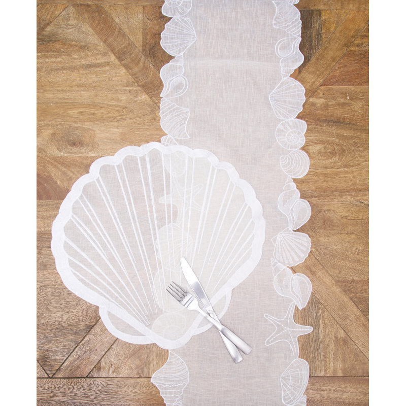 Shells Cutwork Clear Sheer Shaped Table Runner