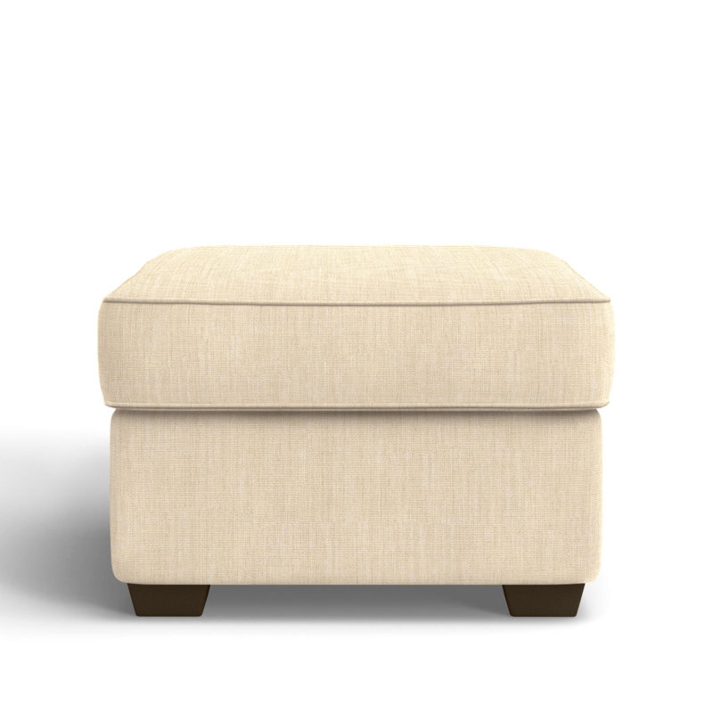 Gemi Upholstered Ottoman, Canvas Flax Sunbrella® Canvas