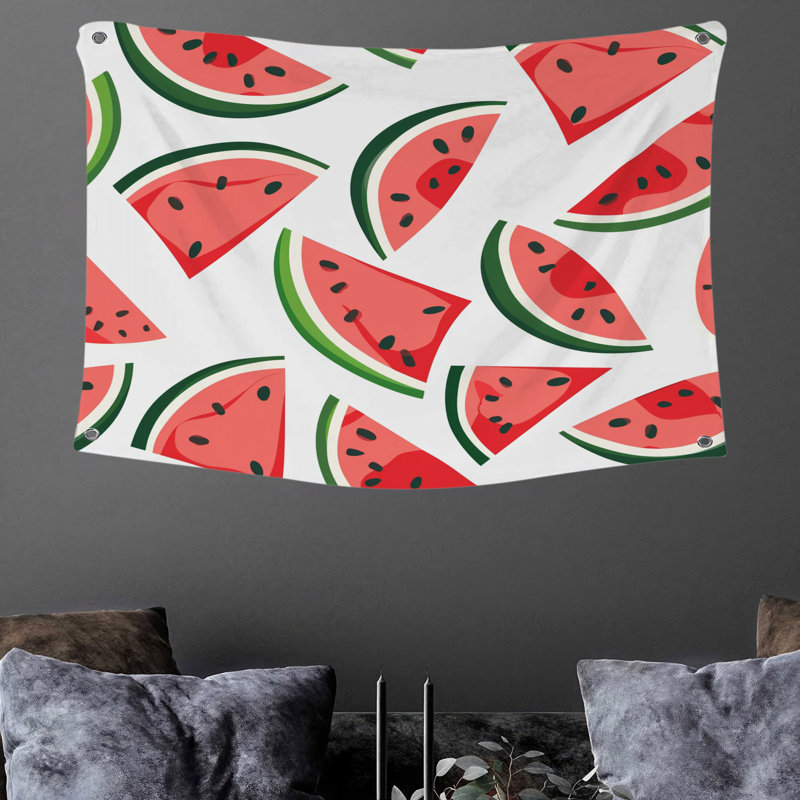 Tapisserie murale pastèque - décoration murale fruits, H 50 po x l 60 po