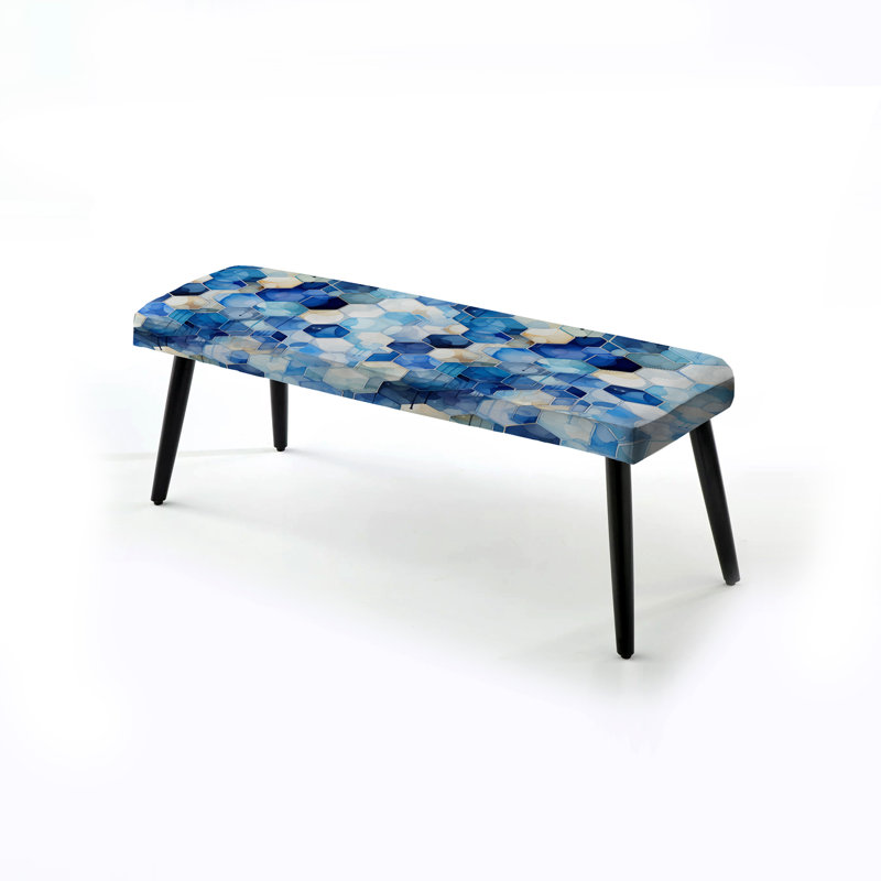 Blanc et bleu Hexagons Dreams - Banc rembourré géométrique noir