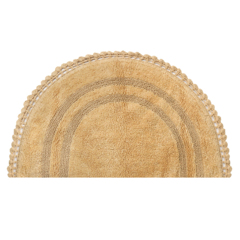 Akifumi 100% Cotton Non-Slip Bath Rug, Beige