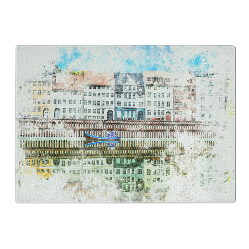 Tempered Glass Nyhavn in Copenhagen Chopping Board, 28.5 cm x 39 cm