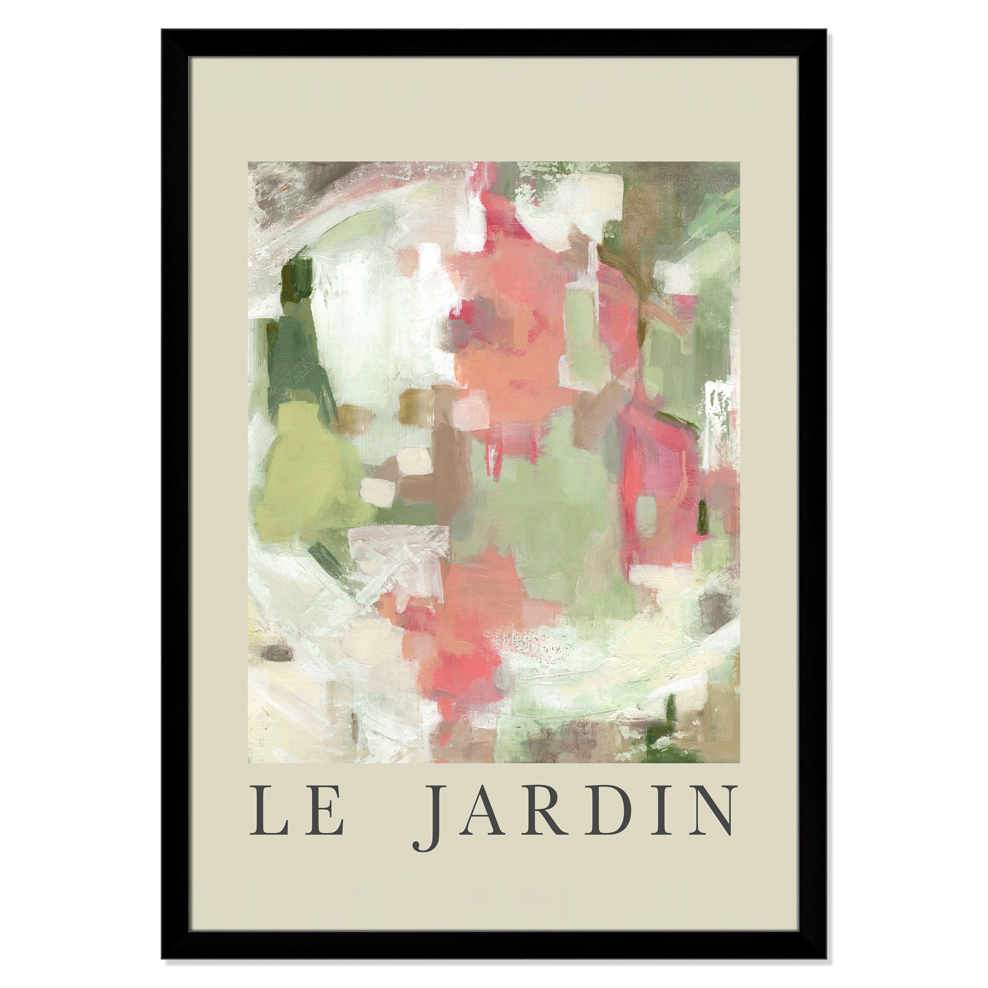Botanical Poster Collection " Le Jardin " by Carol Robinson, Black Single Picture Frame, 49" H x 35" W x 1.25" D, No